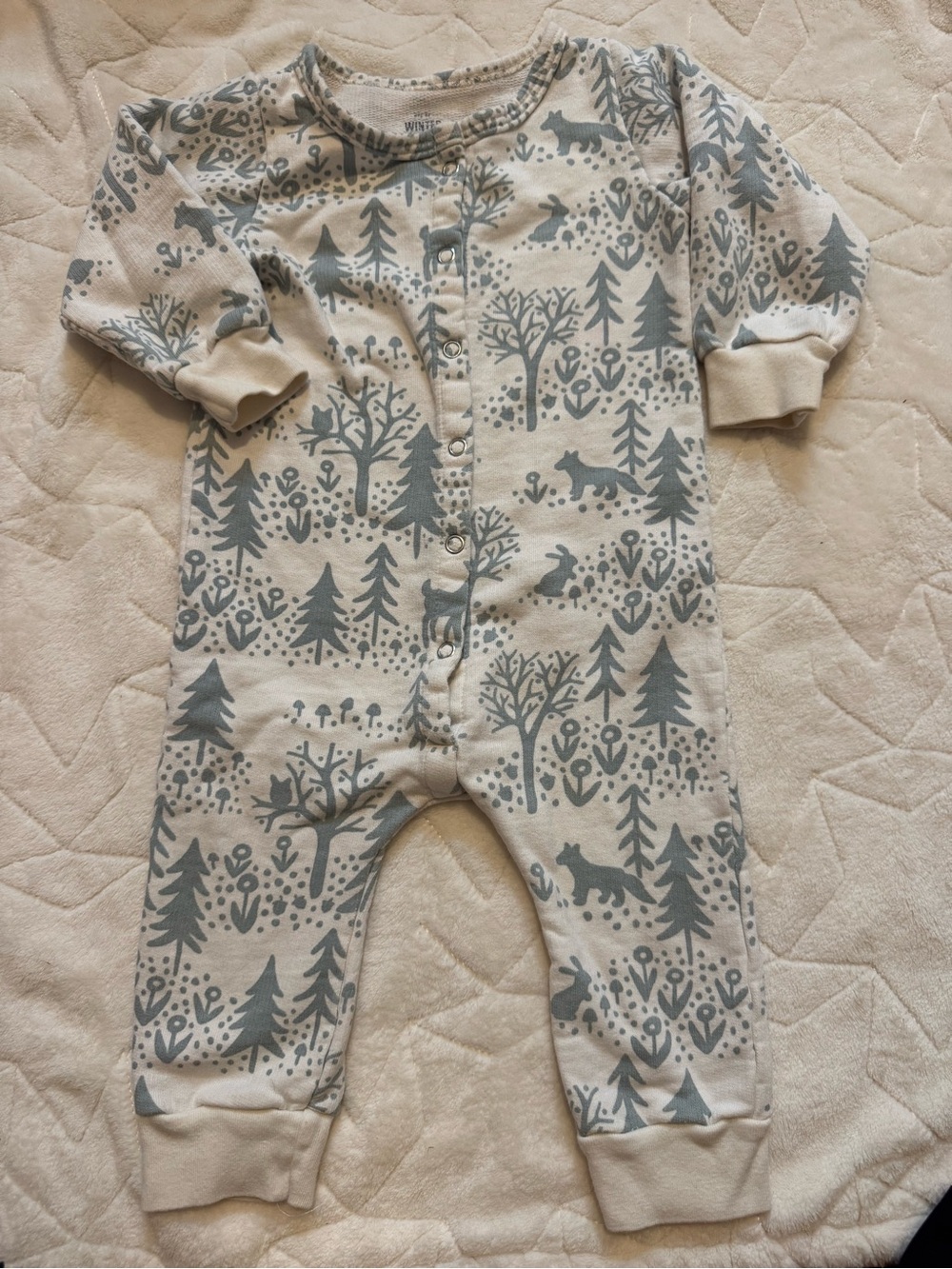 Baby Woodland Print One-Piece Romper - Sage Green/White - 6 mo